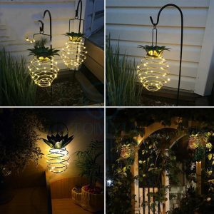 Outdoor Waterproof Garden Pineapple Solar Lights Path Lights Hanging Fairy Lights Solar Led Warm Fairy String Decor