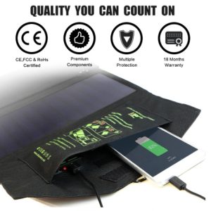 Compatible with Apple, ALLPOWERS 5V21W Portable Phone Charger Solar Charge Dual USB Output Mobile Phone Charger for iPhone Samsung Smartphone